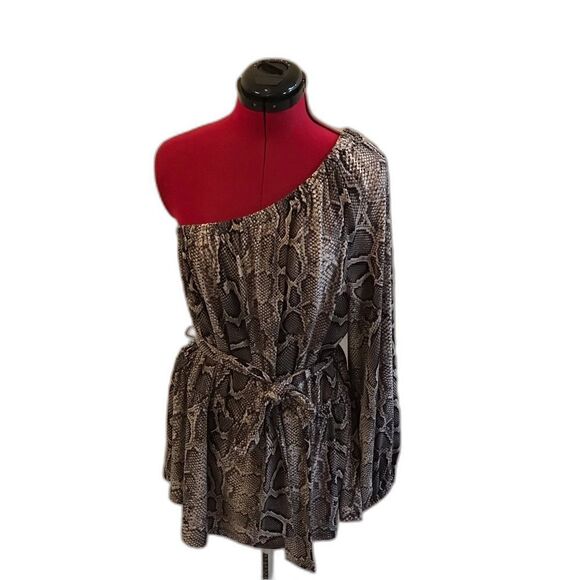 Michael Michael Kors Plus Size 1X & 2X One Shoulder Belted Python Tunic NWT - Picture 7 of 16